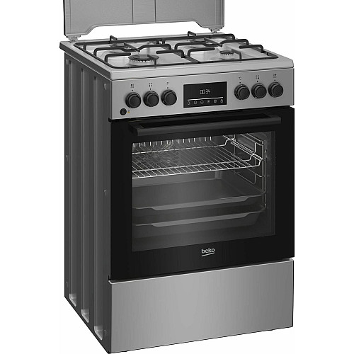 Плита Beko комбинированная, 72л, 60x60см, дисплей, конвекция, серый
