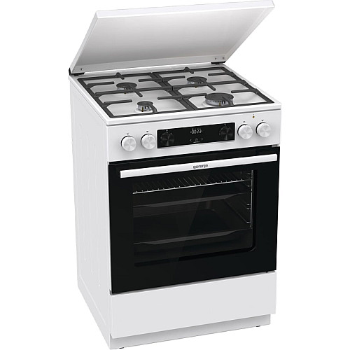 Плита Gorenje комбинированная, 71л, 60x60см, дисплей, IconLed, чугун, белый