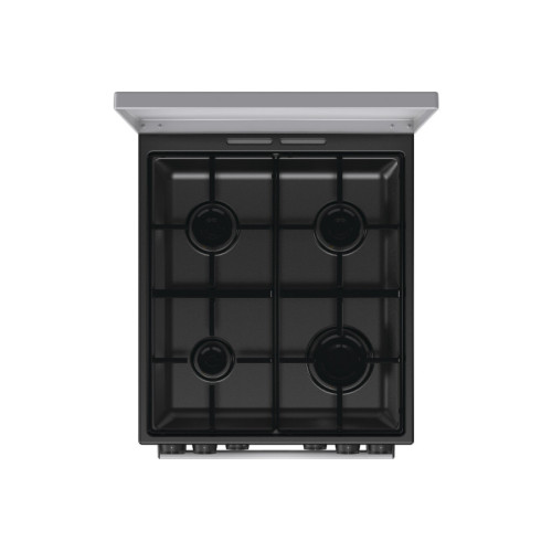 Плита Gorenje комбінована, 62л, 50x60см, метал. кришка, дисплей, емальовані реш, титан