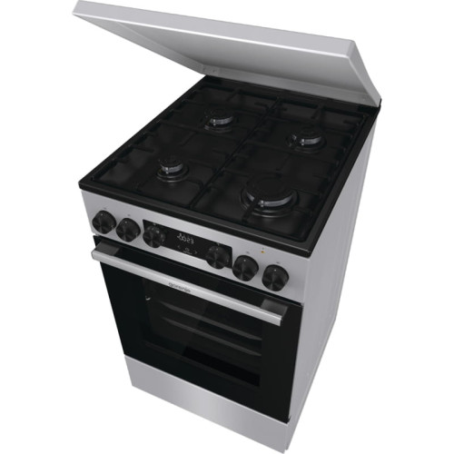 Плита Gorenje комбінована, 70л, 50x60см, металева кришка, дисплей, IconLed, емальовані, сірий