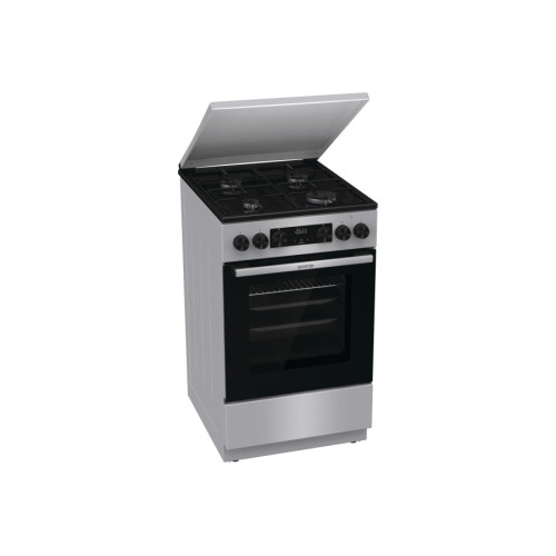Плита Gorenje комбінована, 62л, 50x60см, метал. кришка, дисплей, емальовані реш, титан