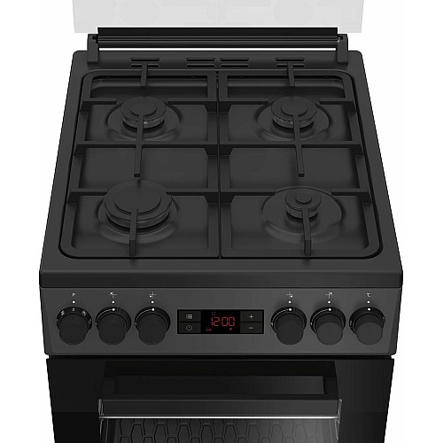 Плита Beko комбинированная, 60л, 50x60см, дисплей, конвекция, чугун, черный