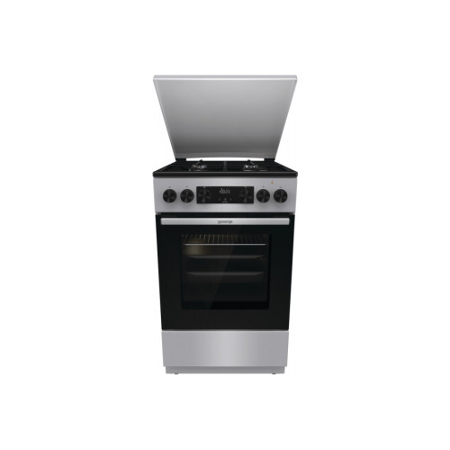 Плита Gorenje комбінована, 62л, 50x60см, метал. кришка, дисплей, емальовані реш, титан