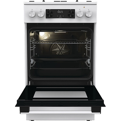 Плита Gorenje комбинированная, 70л, 50x60см, дисплей, чугун, белый