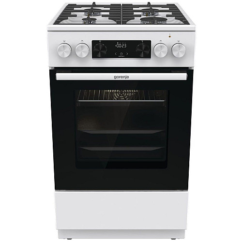 Плита Gorenje комбинированная, 70л, 50x60см, дисплей, чугун, белый