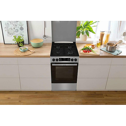 Плита Gorenje комбинированная, 70л, 50x60см, дисплей, IconLed, эмалированные, нерж.