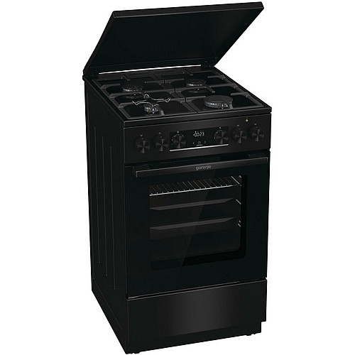 Плита Gorenje комбинированная, 70л, 50x60см, дисплей, чугун, черный