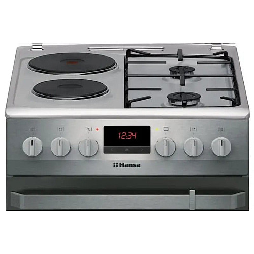 Плита Hansa из комби. вар. поверхностью, 50х60см, 62л, эмаль, газ контр., дисплей, нержавеющая сталь