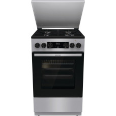 Плита Gorenje комбінована, 70л, 50x60см, метал. кришка, дисплей, IconLed, емальовані реш, титан