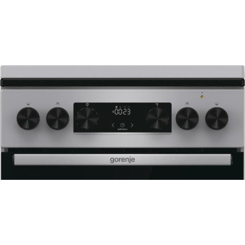 Плита Gorenje комбінована, 70л, 50x60см, металева кришка, дисплей, IconLed, емальовані, сірий