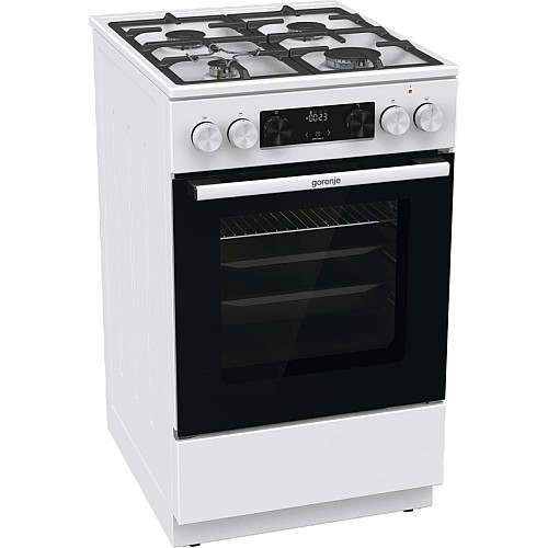Плита Gorenje комбинированная, 70л, 50x60см, дисплей, IconLed, чугун, белый