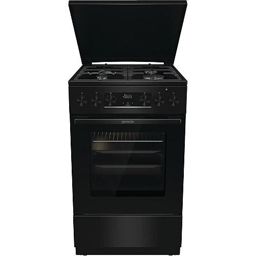 Плита Gorenje комбинированная, 70л, 50x60см, дисплей, чугун, черный
