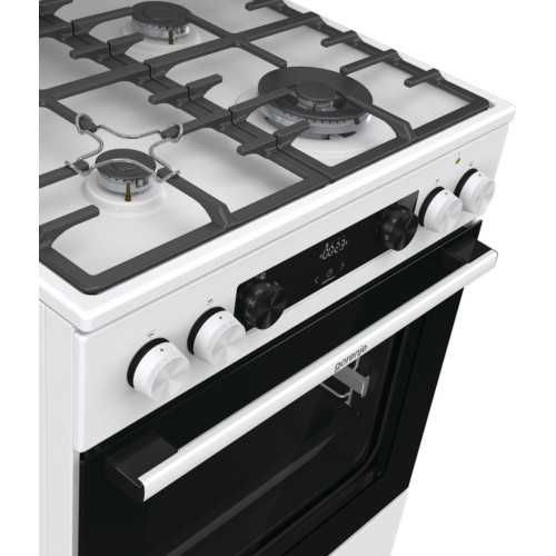 Плита Gorenje комбінована, 71л, 60x60см, дисплей, чавун,з кришкою, програматор IconLed, білий