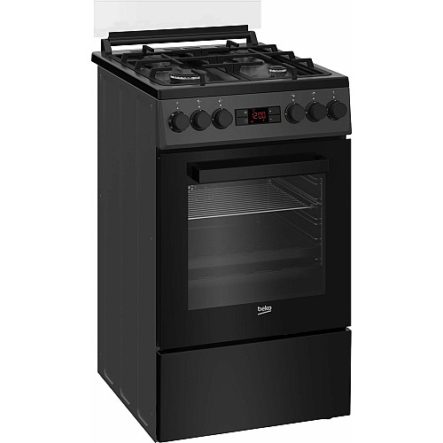 Плита Beko комбинированная, 60л, 50x60см, дисплей, конвекция, чугун, черный