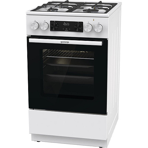 Плита Gorenje комбинированная, 70л, 50x60см, дисплей, IconLed, чугун, белый