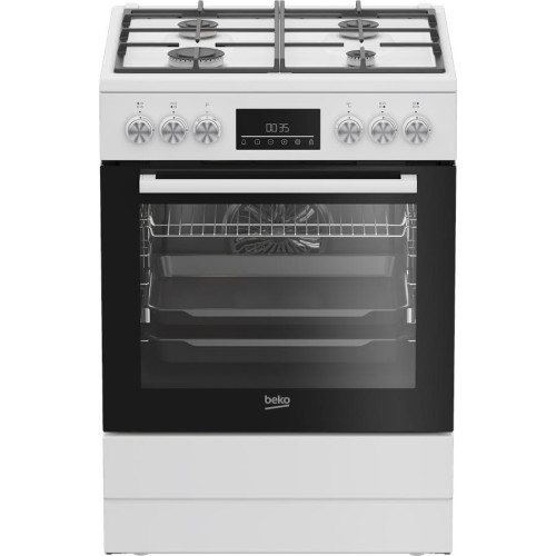 Плита Beko комбінована, 72л, 60x60см, конвекція, дисплей, телескопічні направляючі, білий
