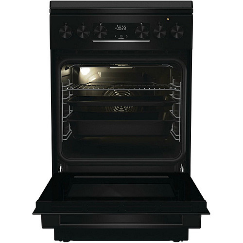 Плита Gorenje комбинированная, 70л, 50x60см, дисплей, чугун, черный