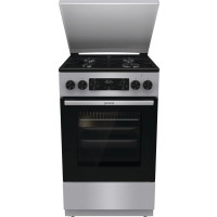 Плита Gorenje комбінована, 70л, 50x60см, металева кришка, дисплей, IconLed, емальовані, сірий
