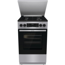 Плита Gorenje комбінована, 70л, 50x60см, металева кришка, дисплей, IconLed, емальовані, сірий