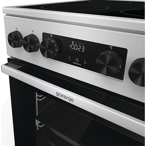 Плита Gorenje електрична склокерамічна, 70л, 50x60см, дисплей, програматор, нерж