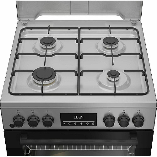 Плита Beko комбинированная, 72л, 60x60см, дисплей, конвекция, серый