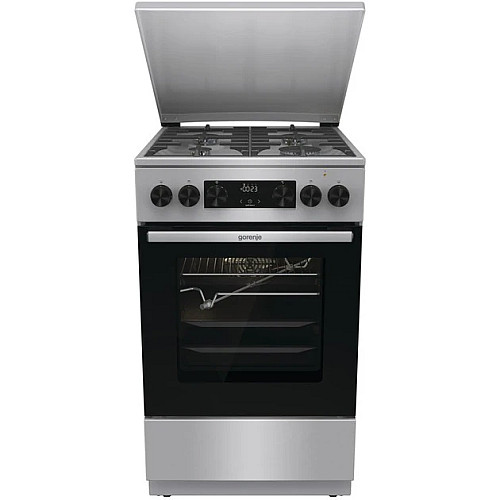 Плита Gorenje комбінована, 70л, 50x60см, метал. кришка, дисплей, чавун, нерж