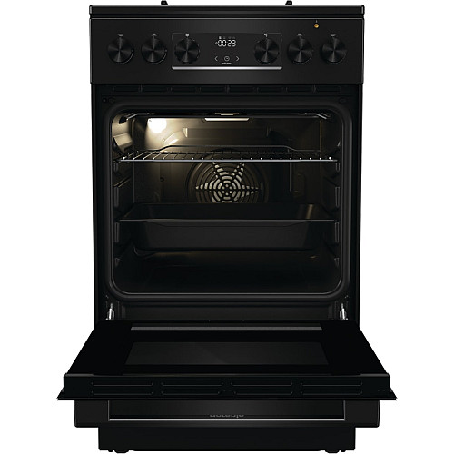 Плита Gorenje комбінована, 62л, 50x60см, дисплей, IconLed, емальовані, чорний