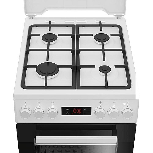 Плита Beko комбінована, 60л, 50x60см, дисплей, конвекція, чавун, білий