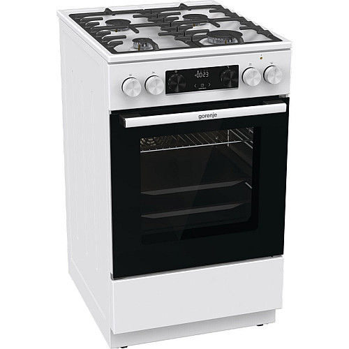 Плита Gorenje комбинированная, 70л, 50x60см, дисплей, чугун, белый