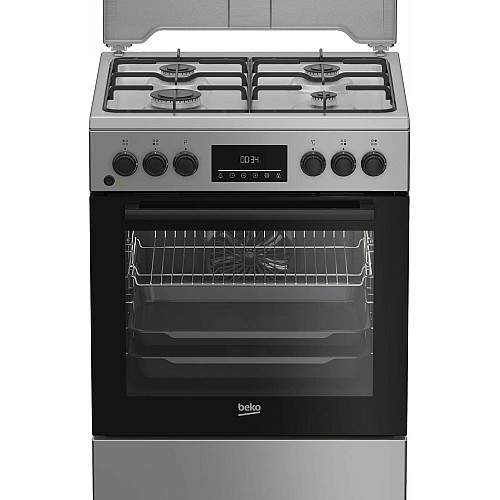 Плита Beko комбинированная, 72л, 60x60см, дисплей, конвекция, серый