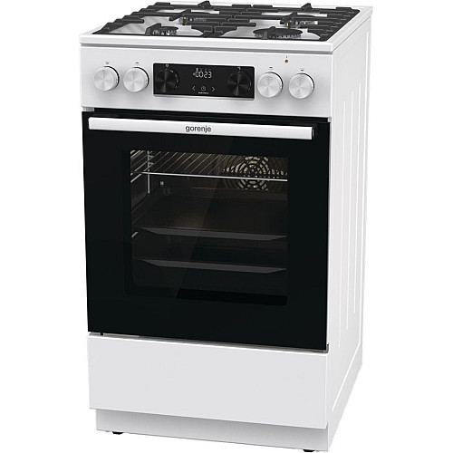 Плита Gorenje комбинированная, 70л, 50x60см, дисплей, чугун, белый