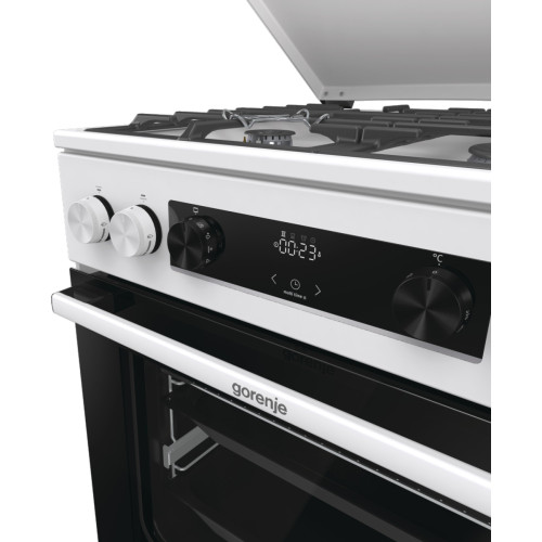 Плита Gorenje комбінована, 71л, 60x60см, дисплей, чавун,з кришкою, програматор IconLed, білий