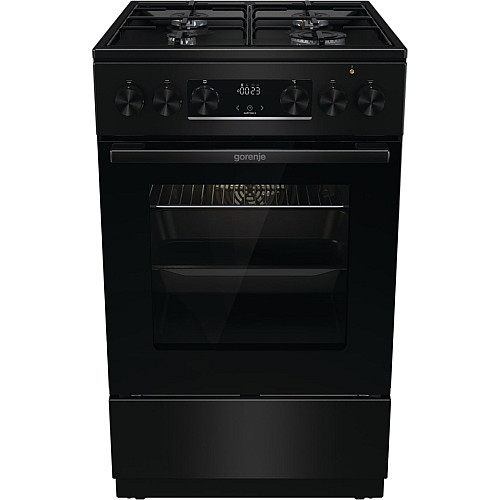 Плита Gorenje комбінована, 62л, 50x60см, дисплей, IconLed, емальовані, чорний