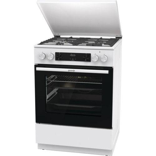 Плита Gorenje комбінована, 71л, 60x60см, дисплей, чавун,з кришкою, програматор IconLed, білий
