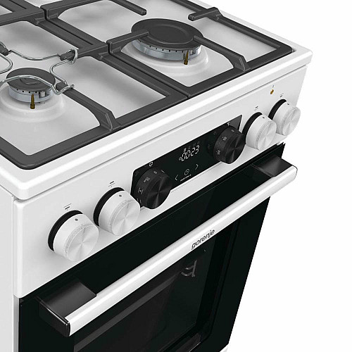 Плита Gorenje комбинированная, 70л, 50x60см, дисплей, IconLed, чугун, белый
