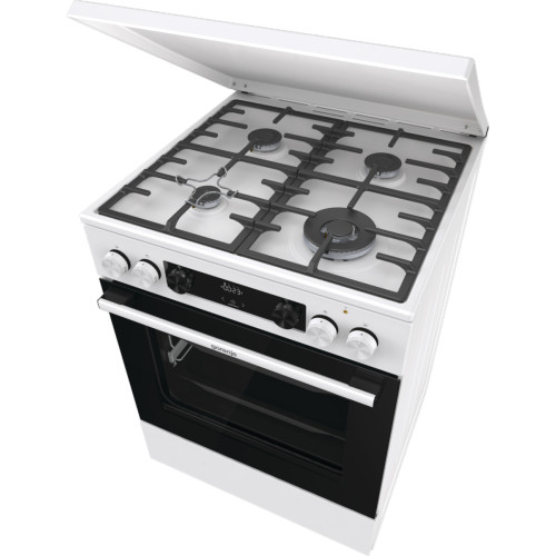 Плита Gorenje комбінована, 71л, 60x60см, дисплей, чавун,з кришкою, програматор IconLed, білий