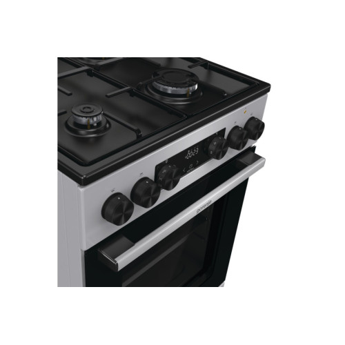 Плита Gorenje комбінована, 62л, 50x60см, метал. кришка, дисплей, емальовані реш, титан