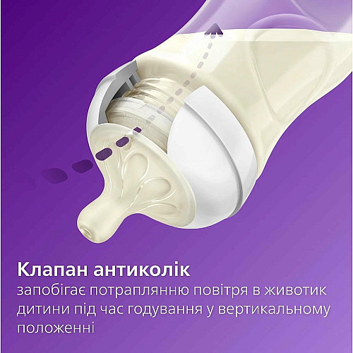 Набір пляшка для годування Avent Natural 125 мл, природній потік + Пустушка Ulta Air 0-6м