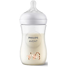 Пляшка для годування Avent Natural 260мл, Природний потік, жираф