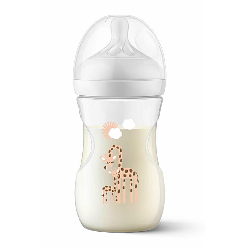 Пляшка для годування Avent Natural 260мл, Природний потік, жираф