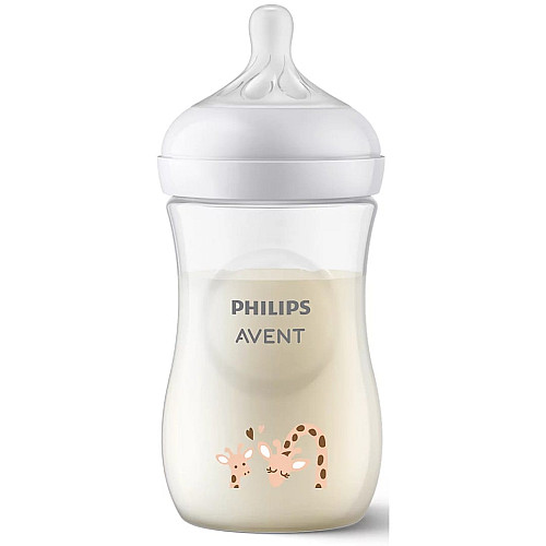 Пляшка для годування Avent Natural 260мл, Природний потік, жираф