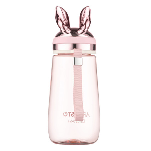 Пляшка для води ARDESTO Bunny 600мл, пластик, рожевий