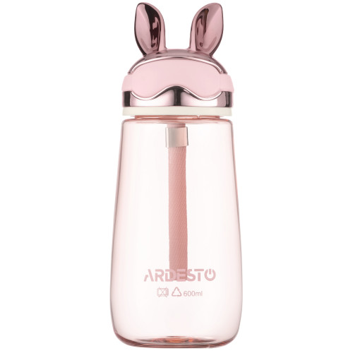 Пляшка для води ARDESTO Bunny 600мл, пластик, рожевий