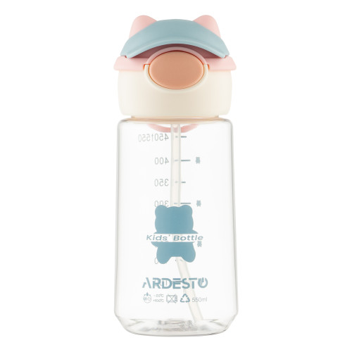 Пляшка для води ARDESTO Bear 550мл, пластик, рожевий