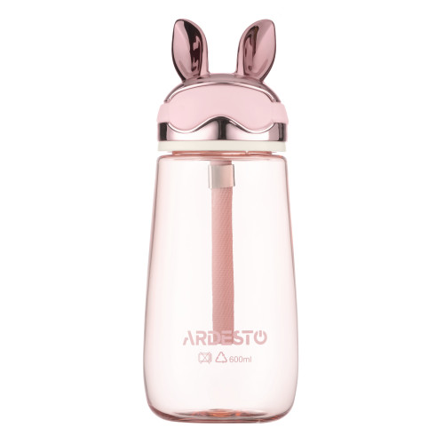 Пляшка для води ARDESTO Bunny 600мл, пластик, рожевий