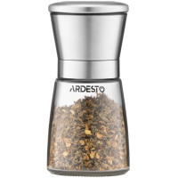 Млинок для солі та перцю Ardesto Gemini, 180мл, скло, нержавіюча сталь, прозорий