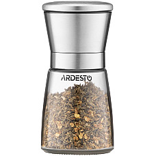 Млинок для солі та перцю Ardesto Gemini, 180мл, скло, нержавіюча сталь, прозорий
