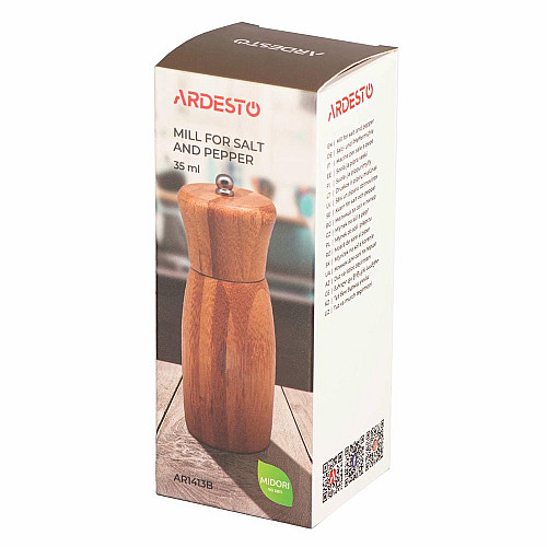 Млинок для солі та перцю ARDESTO Midori, 35мл, бамбук, нержавіюча сталь