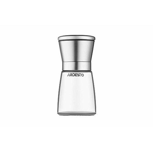 Млинок для солі та перцю Ardesto Gemini, 180мл, скло, нержавіюча сталь, прозорий