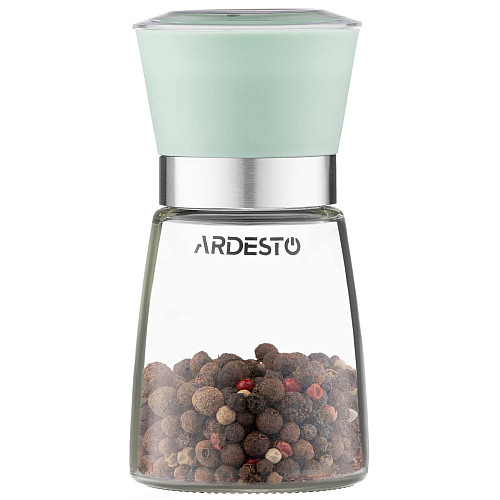 Мельница для соли и перца ARDESTO Gemini, 180мл, стекло, пластик, прозрачный, зеленый